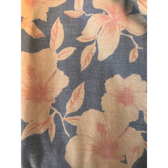 Chaser Sky Blue Floral Print 3/4 Sleeve V-Neck Hooded T-Shirt Top Size M Light - Picture 7 of 11